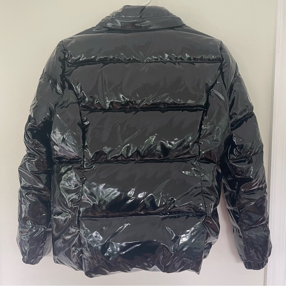 MICHAEL Michael Kors Black Patent Quilted Puffer Jacket Coat Size S - Picture 9 of 9